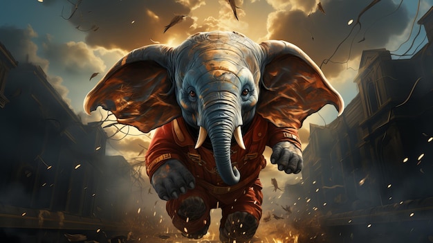 Snapshot Elephant Superhero Generative AI