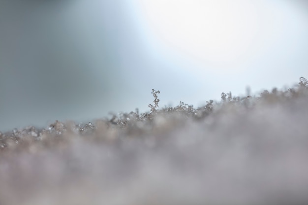 Foto istantanea di un piccolo fiocco di neve scattata durante una nevicata