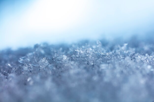 降雪時に撮影された小さな雪の結晶のスナップショット