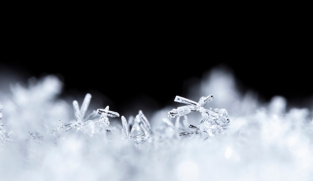 snapshot of a small snowflake taken during a snowfall