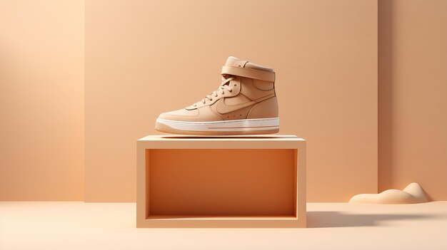 Photo sneaker presentation product stage beige background