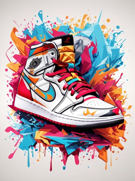 Sneaker Splash Colorful Graffiti Action t shirt design