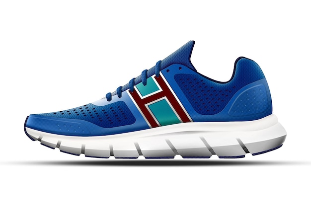 a sneaker that has the letter h on it
