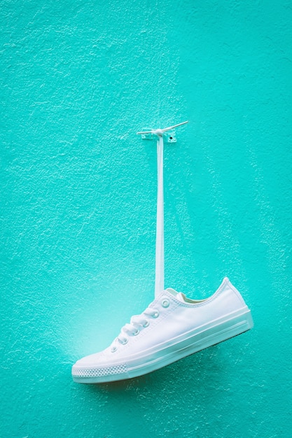 Sneakers against the wall