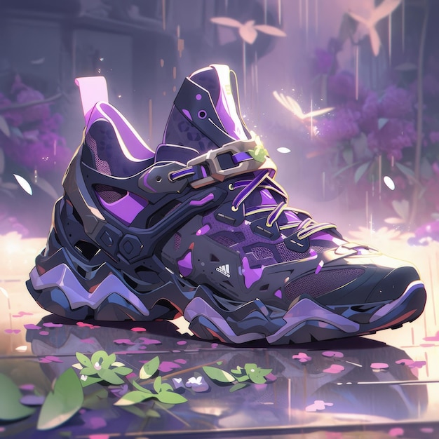 sneakers boot shoes anime futuristic illustration mystical fantasy art glowing digital