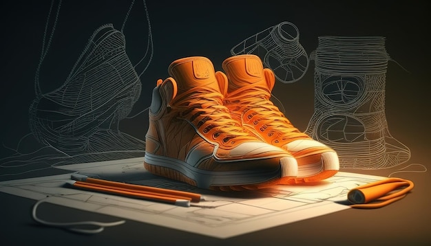 Sneakers digital art illustration Generative AI