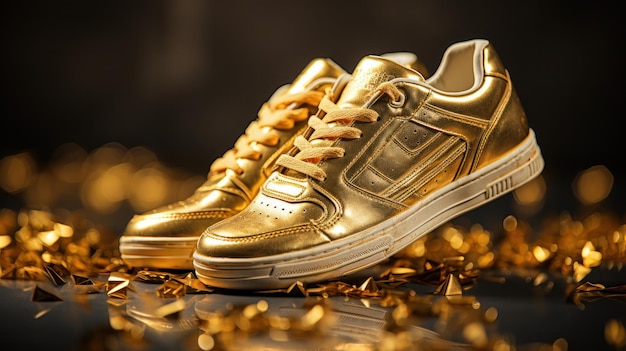 Premium AI Image | Sneakers Gold sneakers Style Fashion