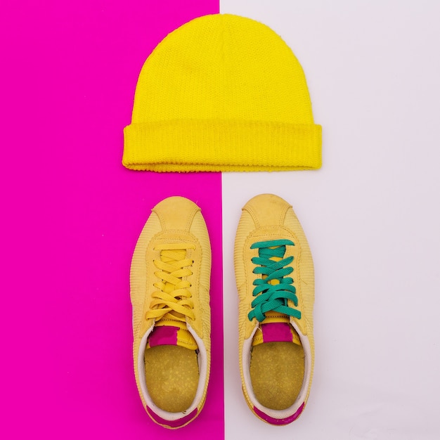 Sneakers and hat. Style Minimal