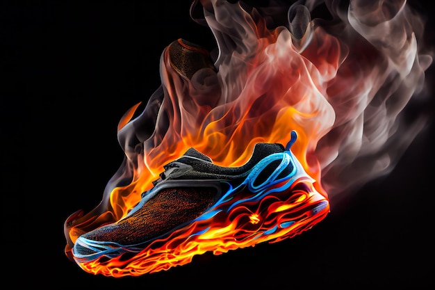 Sneakers in brand Brandende schoenen Generatieve AIxA