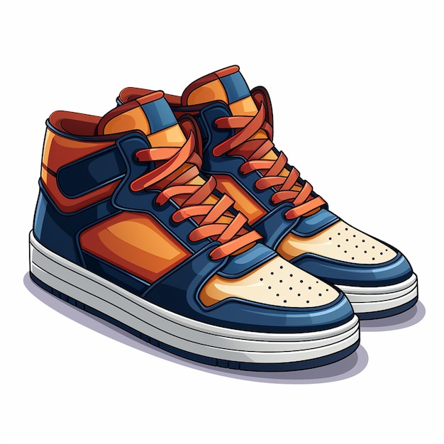Sneakers isolated on white background Vector illustration in cartoon style