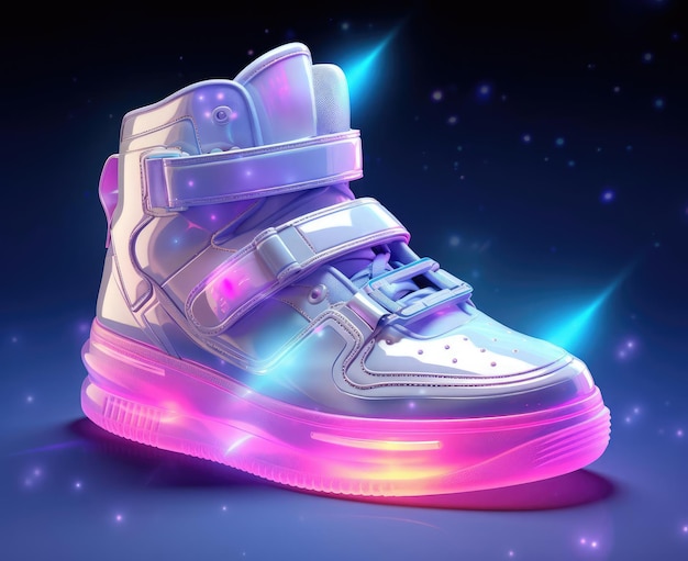 Sneakers met gloeiende cyberpunk elementen