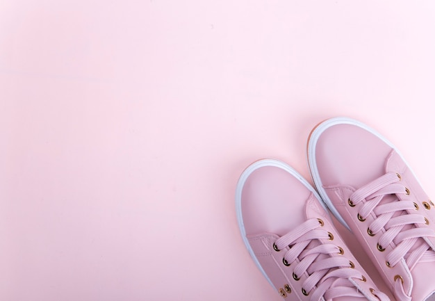 sneakers on a pink background