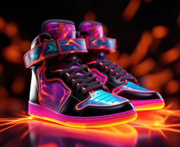 Sneakers with glowing cyberpunk elements