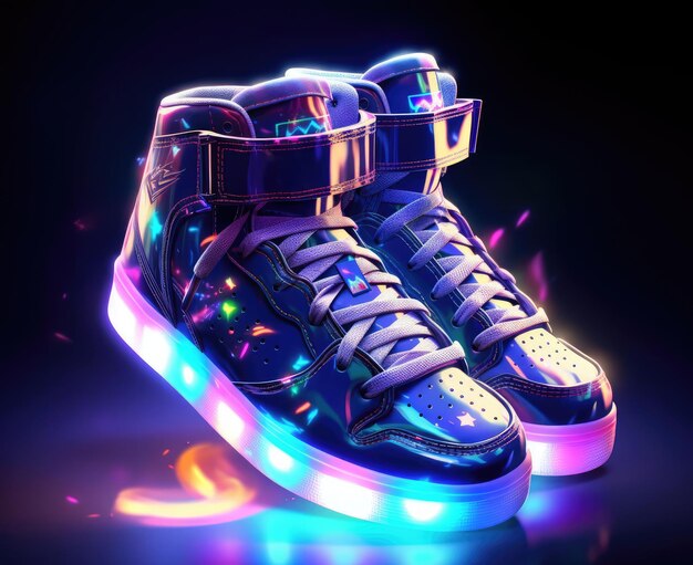 Sneakers with glowing cyberpunk elements