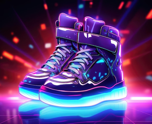 Sneakers with glowing cyberpunk elements