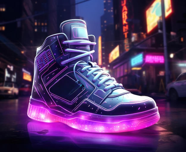 Sneakers with glowing cyberpunk elements