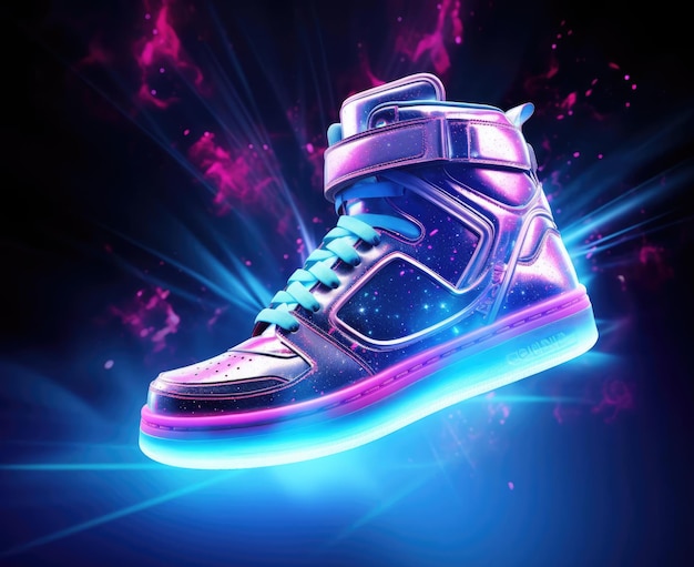 Sneakers with glowing cyberpunk elements
