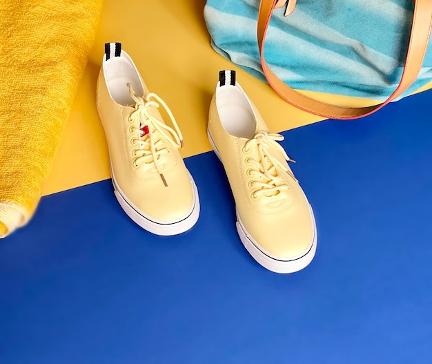 sneakers  yellow blue white red black background shoes for women and man summer season fashion tre