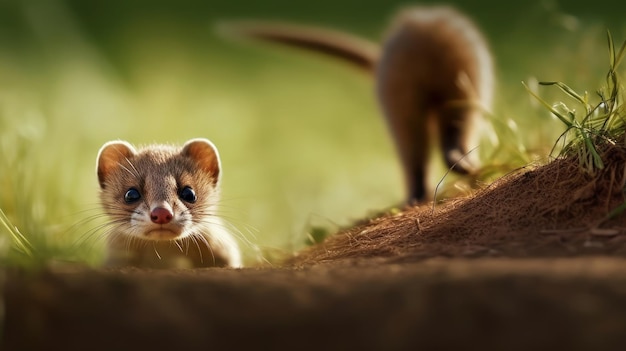 A sneaky weasel stalking prey AI generated