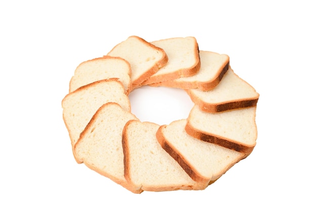 Sneetjes brood geïsoleerd op een witte achtergrond.