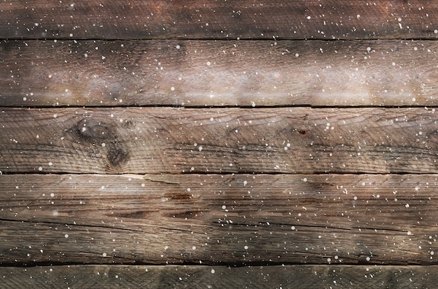 Sneeuw bruine houten achtergrond. Banner met kopie ruimte