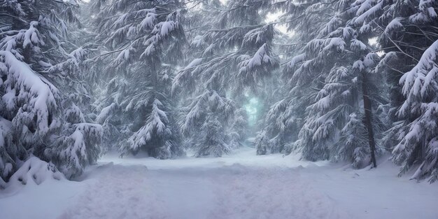 Sneeuw die in een winterbos valt