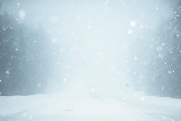 sneeuw en mist op het winterse wegenlandschap / uitzicht op het seizoensweer een gevaarlijke weg, een eenzaam winterlandschap