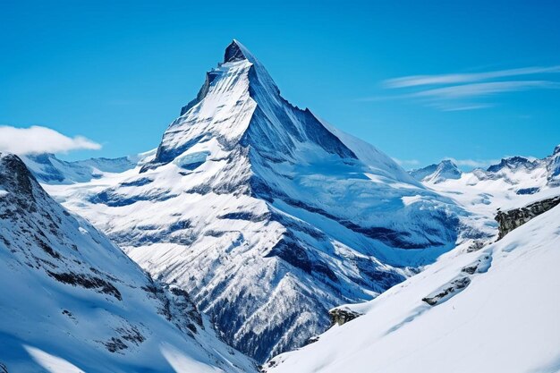 Sneeuwbedekte bergen tegen een heldere blauwe hemel natuur achtergrondbeeld