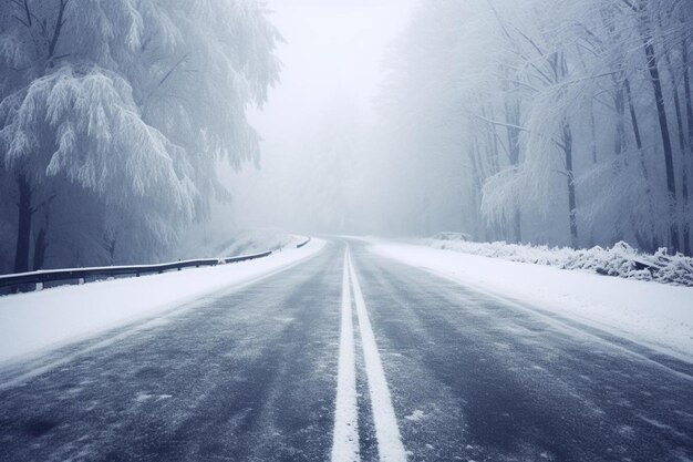 Sneeuwbedekte wegreis door de winters