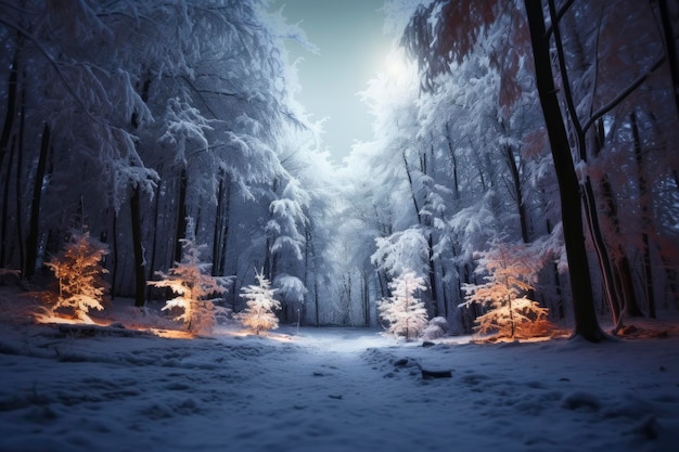 Sneeuwlandschap op het bos Generatieve AI