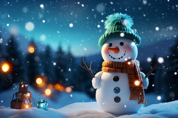 sneeuwpop in de nacht op een witte achtergrondfoto gratis foto