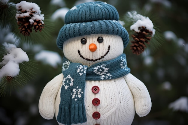 Sneeuwpop in Winter Wonderland Vrolijk kerstfeest Generatieve Ai