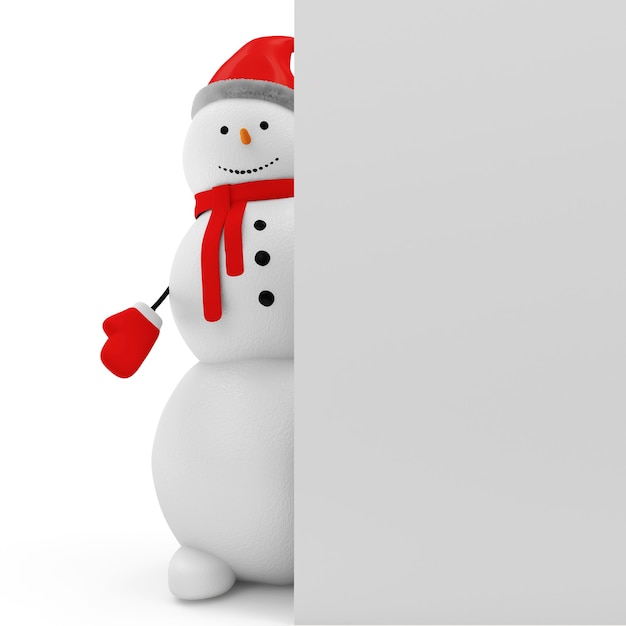 Foto sneeuwpop met leeg bord