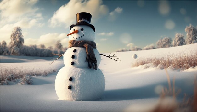 sneeuwpop op winterachtergrond, generatieve ai