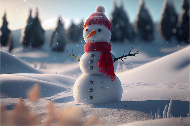 Sneeuwpop siert het festival Merry Christmas 3D-rendering