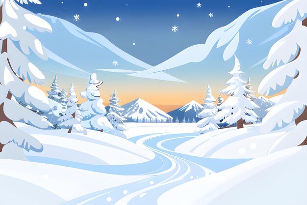 Sneeuwrijke bergen met winterlandschap