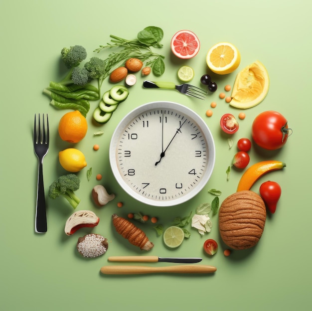 Snel dieetconcept Assortiment van groenten en fruit