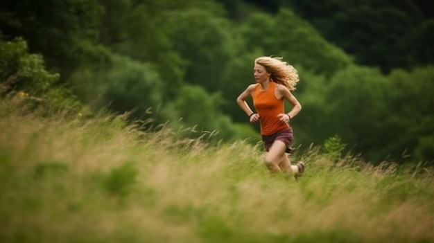 Snel met mensen in de natuur voor het trainen van extreme sporten en bewegingsonscherpte