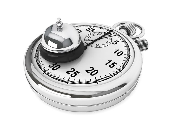 Snel serviceconcept. StopWatch met dienstbel op een witte achtergrond