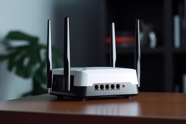 Snelheid 5g internet witte wifi-router in huis Generatieve AI