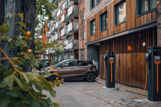 Snelladers voor elektrische voertuigen voor het opladen van auto's in de stad