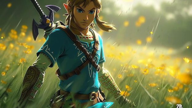 snelle actie scène van Zelda Breath of the Wild videogame hyper realistisch