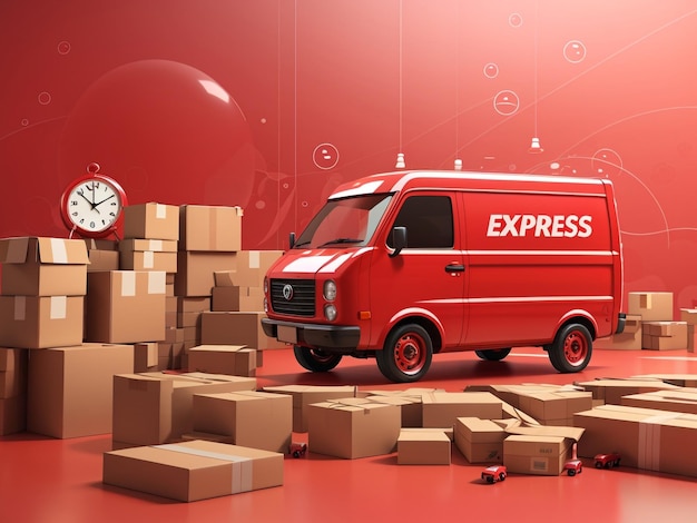 Snelle leveringen Red Express Shipping Delivery Car