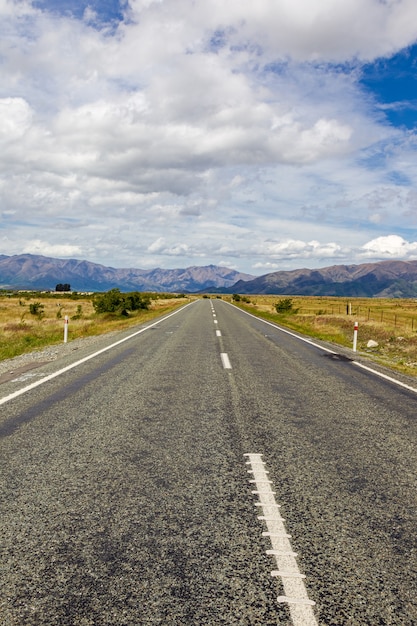 Snelweg naar mount cook south island, nieuw-zeeland