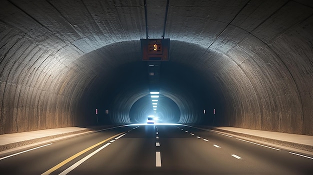 Snelweg wegtunnel met autolicht