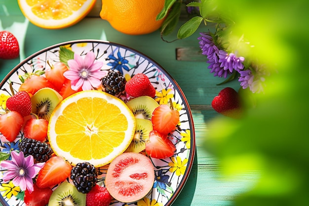 Snijden fruit op een bord bij het zomerwoord