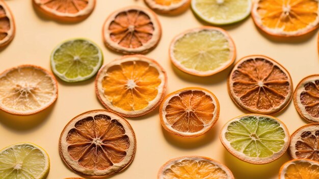 Foto snijden sinaasappel en citroen gedroogde sinaasappel- en limoensnijden