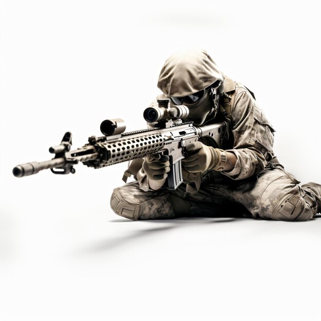 Sniper isolated on white background