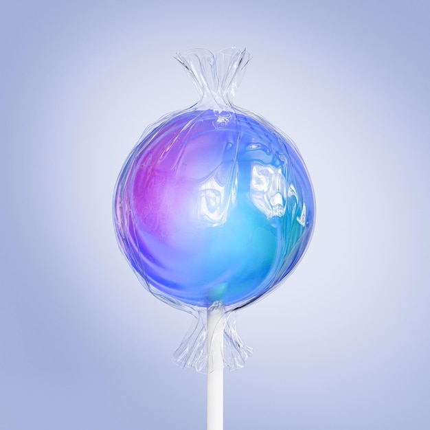 Snoep lolly in wrap 3d render