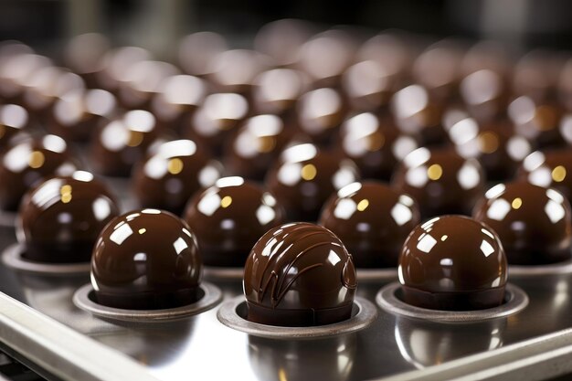 Snoepfabriek een close-up van de chocoladeproductie